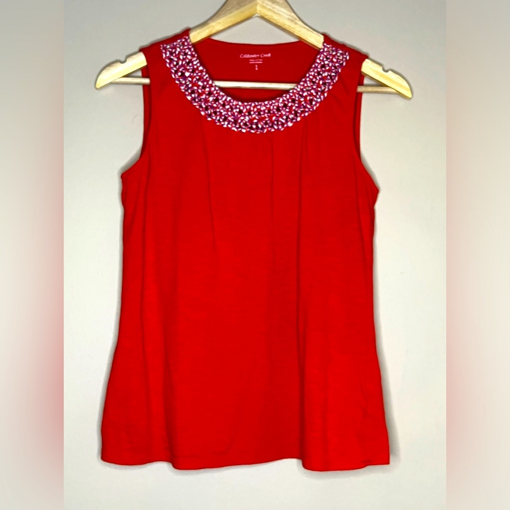 Coldwater Creek Sleeveless Cotton Shirt Orange Size Small 8